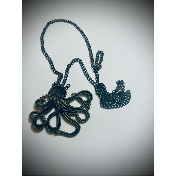 Pretty LARGE BROWN BOHO OCTOPUS NECKLACE - Picture 4 of 6